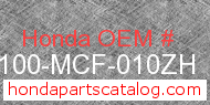 Honda 61100-MCF-010ZH genuine part number image