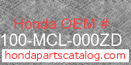 Honda 61100-MCL-000ZD genuine part number image