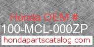 Honda 61100-MCL-000ZP genuine part number image