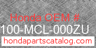 Honda 61100-MCL-000ZU genuine part number image