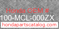 Honda 61100-MCL-000ZX genuine part number image