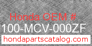 Honda 61100-MCV-000ZF genuine part number image