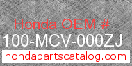 Honda 61100-MCV-000ZJ genuine part number image