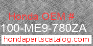 Honda 61100-ME9-780ZA genuine part number image