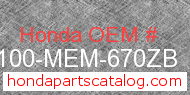 Honda 61100-MEM-670ZB genuine part number image