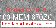 Honda 61100-MEM-670ZC genuine part number image
