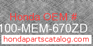 Honda 61100-MEM-670ZD genuine part number image