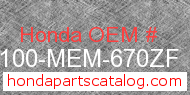 Honda 61100-MEM-670ZF genuine part number image