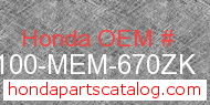 Honda 61100-MEM-670ZK genuine part number image
