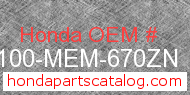 Honda 61100-MEM-670ZN genuine part number image