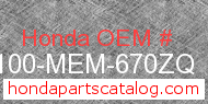 Honda 61100-MEM-670ZQ genuine part number image