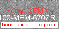 Honda 61100-MEM-670ZR genuine part number image