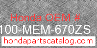 Honda 61100-MEM-670ZS genuine part number image