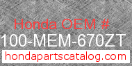 Honda 61100-MEM-670ZT genuine part number image