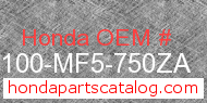 Honda 61100-MF5-750ZA genuine part number image