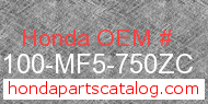 Honda 61100-MF5-750ZC genuine part number image