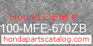 Honda 61100-MFE-670ZB genuine part number image