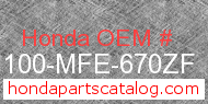 Honda 61100-MFE-670ZF genuine part number image