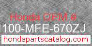 Honda 61100-MFE-670ZJ genuine part number image