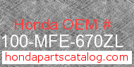 Honda 61100-MFE-670ZL genuine part number image