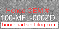 Honda 61100-MFL-000ZD genuine part number image