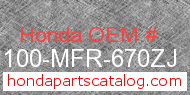 Honda 61100-MFR-670ZJ genuine part number image
