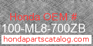 Honda 61100-ML8-700ZB genuine part number image