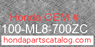 Honda 61100-ML8-700ZC genuine part number image