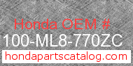 Honda 61100-ML8-770ZC genuine part number image