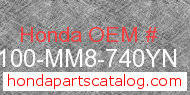 Honda 61100-MM8-740YN genuine part number image