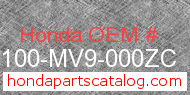 Honda 61100-MV9-000ZC genuine part number image
