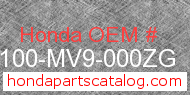 Honda 61100-MV9-000ZG genuine part number image