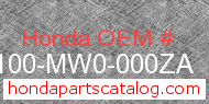 Honda 61100-MW0-000ZA genuine part number image