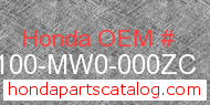 Honda 61100-MW0-000ZC genuine part number image