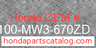 Honda 61100-MW3-670ZD genuine part number image