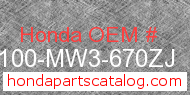 Honda 61100-MW3-670ZJ genuine part number image