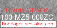 Honda 61100-MZ5-000ZC genuine part number image