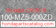 Honda 61100-MZ5-000ZD genuine part number image