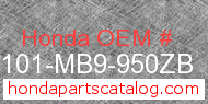 Honda 61101-MB9-950ZB genuine part number image