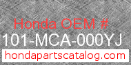 Honda 61101-MCA-000YJ genuine part number image