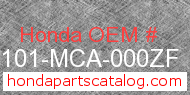 Honda 61101-MCA-000ZF genuine part number image