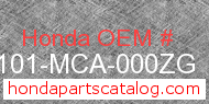 Honda 61101-MCA-000ZG genuine part number image
