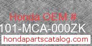 Honda 61101-MCA-000ZK genuine part number image