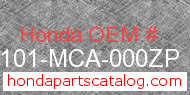 Honda 61101-MCA-000ZP genuine part number image
