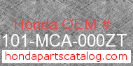 Honda 61101-MCA-000ZT genuine part number image