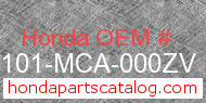 Honda 61101-MCA-000ZV genuine part number image