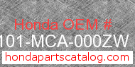 Honda 61101-MCA-000ZW genuine part number image
