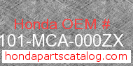 Honda 61101-MCA-000ZX genuine part number image