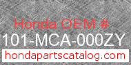 Honda 61101-MCA-000ZY genuine part number image