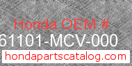 Honda 61101-MCV-000 genuine part number image